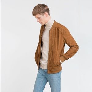 New Zara Faux Suede Bomber Jacket | M
